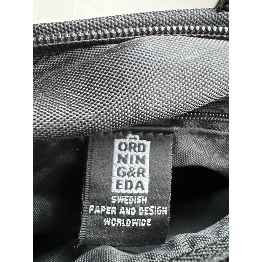 Ordning Reda Backpack Black Small Zipper Nylon Leather Trim Travel - Picture 9 of 10